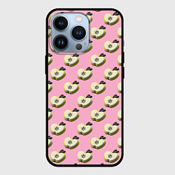 Чехол для iPhone 13 Pro Яблочные дольки на розовом фоне с эффектом 3D, цвет: 3D-черный