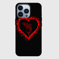 Чехол для iPhone 13 Pro Любовь к морю Акула, цвет: 3D-черный