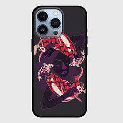 Чехол для iPhone 13 Pro Девушка карп-кои и киты, цвет: 3D-черный
