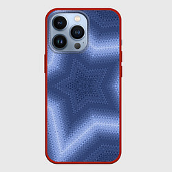 Чехол для iPhone 13 Pro Синий звездный современный узор, цвет: 3D-красный
