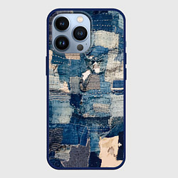 Чехол для iPhone 13 Pro Patchwork Jeans Осень Зима 2023, цвет: 3D-тёмно-синий