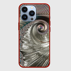 Чехол для iPhone 13 Pro Fractal pattern Spiral Серебристый фрактал спираль, цвет: 3D-красный