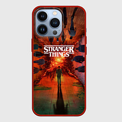 Чехол для iPhone 13 Pro Stranger Things 4 Измерения, цвет: 3D-красный