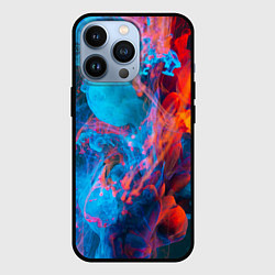 Чехол для iPhone 13 Pro Красный и синий абстрактный дым, цвет: 3D-черный