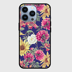 Чехол для iPhone 13 Pro Цветы Розовые Пионы, цвет: 3D-черный