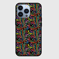 Чехол для iPhone 13 Pro Разноцветные яркие узоры, цвет: 3D-черный