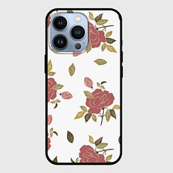 Чехол для iPhone 13 Pro Розовые розы на светлом фоне, цвет: 3D-черный