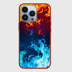 Чехол для iPhone 13 Pro Лед и Пламя Борьба стихий, цвет: 3D-красный