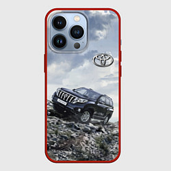 Чехол для iPhone 13 Pro Toyota Land Cruiser Prado на скальных камнях Mount, цвет: 3D-красный