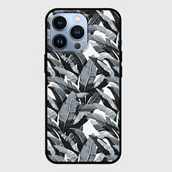 Чехол для iPhone 13 Pro Чёрно-белые Листья Пальм, цвет: 3D-черный