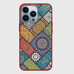 Чехол для iPhone 13 Pro Мандала орнамент, цвет: 3D-красный