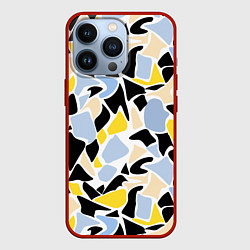 Чехол для iPhone 13 Pro Абстрактный узор в желто-голубых тонах на черном ф, цвет: 3D-красный