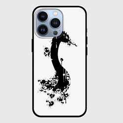 Чехол iPhone 13 Pro Черный лебедь - силуэт кляксами