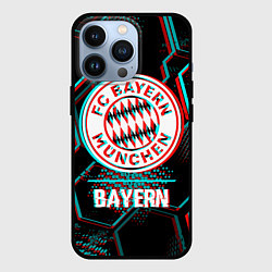 Чехол для iPhone 13 Pro Bayern FC в стиле Glitch на темном фоне, цвет: 3D-черный