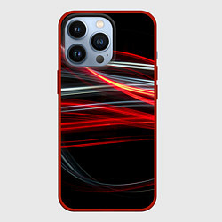 Чехол iPhone 13 Pro Волнообразные линии неона - Красный