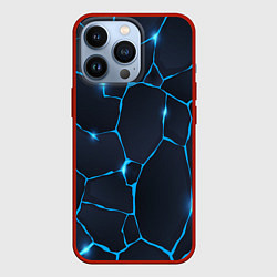 Чехол для iPhone 13 Pro Синие разломы, цвет: 3D-красный