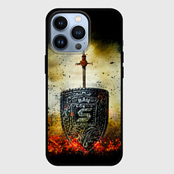 Чехол для iPhone 13 Pro Skillet щит и меч, цвет: 3D-черный