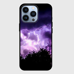 Чехол для iPhone 13 Pro Purple Lightning, цвет: 3D-черный