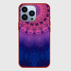Чехол для iPhone 13 Pro Розово-синий круглый орнамент калейдоскоп, цвет: 3D-красный