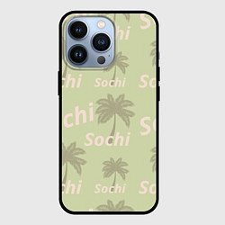Чехол для iPhone 13 Pro Пальмы на салатном фоне palm trees text, цвет: 3D-черный
