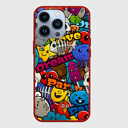 Чехол для iPhone 13 Pro Красочный паттерн из мультяшных героев, цвет: 3D-красный