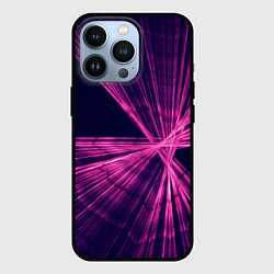 Чехол для iPhone 13 Pro Неоновое множество лучей - Розовый, цвет: 3D-черный