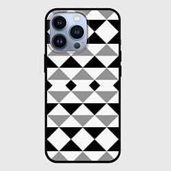 Чехол для iPhone 13 Pro Черно-белый геометрический узор треугольники, цвет: 3D-черный