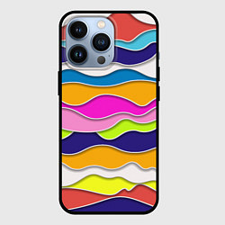 Чехол для iPhone 13 Pro Разноцветные волны Летний паттерн, цвет: 3D-черный