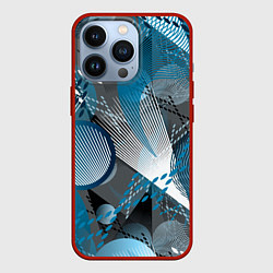 Чехол для iPhone 13 Pro Абстрактный серо-синий принт, цвет: 3D-красный