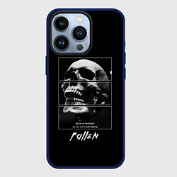 Чехол для iPhone 13 Pro Skull with inscriptions, цвет: 3D-тёмно-синий