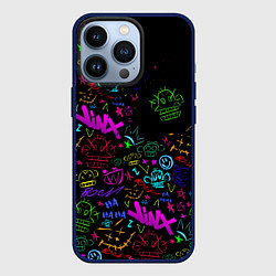 Чехол для iPhone 13 Pro League Of Legends неон - Arcane logo, цвет: 3D-тёмно-синий