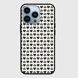 Чехол для iPhone 13 Pro Черные и серые сердечки, цвет: 3D-черный