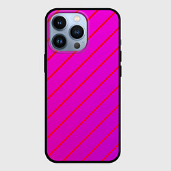 Чехол для iPhone 13 Pro Розовый и фиолетовые линии, цвет: 3D-черный