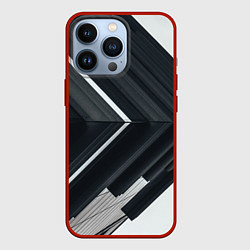 Чехол для iPhone 13 Pro Абстрактные геометрические линии - Белый, цвет: 3D-красный