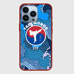 Чехол для iPhone 13 Pro ТХЭКВОНДО ITF МОРСКИЕ ВОЛНЫ, цвет: 3D-красный