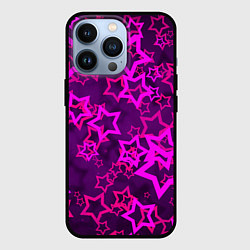 Чехол для iPhone 13 Pro Purple stars, цвет: 3D-черный