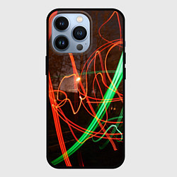 Чехол для iPhone 13 Pro Абстрактные улица и зелёно-красные лучи, цвет: 3D-черный