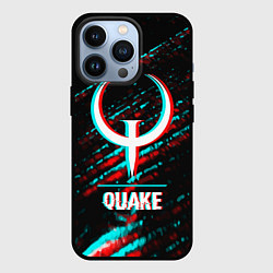 Чехол для iPhone 13 Pro Quake в стиле glitch и баги графики на темном фоне, цвет: 3D-черный