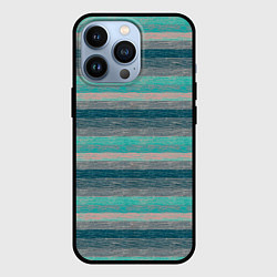 Чехол для iPhone 13 Pro Серые, зеленые полосы с текстурой дерева, цвет: 3D-черный