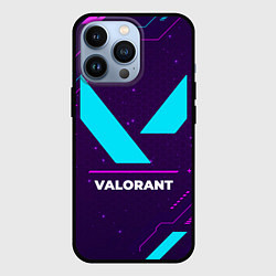 Чехол для iPhone 13 Pro Символ Valorant в неоновых цветах на темном фоне, цвет: 3D-черный