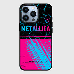 Чехол для iPhone 13 Pro Metallica - neon gradient: символ сверху, цвет: 3D-черный