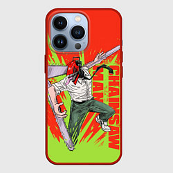 Чехол для iPhone 13 Pro Человек-бензопила : Дэндзи резня, цвет: 3D-красный