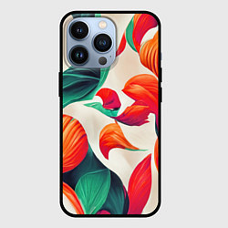 Чехол для iPhone 13 Pro Элегантный цветочный орнамент, цвет: 3D-черный