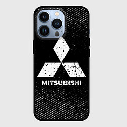 Чехол для iPhone 13 Pro Mitsubishi с потертостями на темном фоне, цвет: 3D-черный