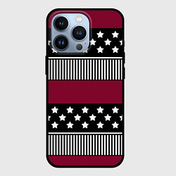 Чехол для iPhone 13 Pro Burgundy black striped pattern, цвет: 3D-черный