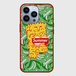 Чехол для iPhone 13 Pro Барт Симпсон - Summer, цвет: 3D-красный