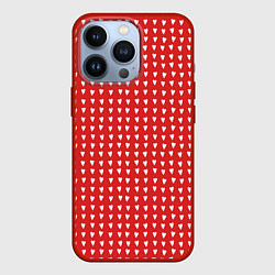Чехол для iPhone 13 Pro Красные сердечки паттерн, цвет: 3D-красный