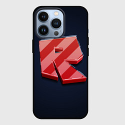 Чехол для iPhone 13 Pro Roblox red - Роблокс полосатый логотип, цвет: 3D-черный
