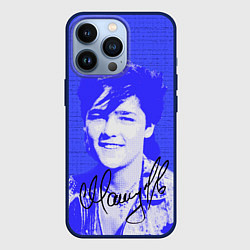 Чехол для iPhone 13 Pro Юрий Шатунов в детстве - автограф, цвет: 3D-тёмно-синий