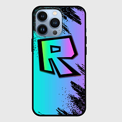 Чехол для iPhone 13 Pro Roblox neon logo, цвет: 3D-черный